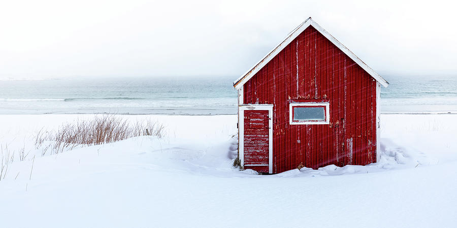 Red Cabin In Winter Photograph
