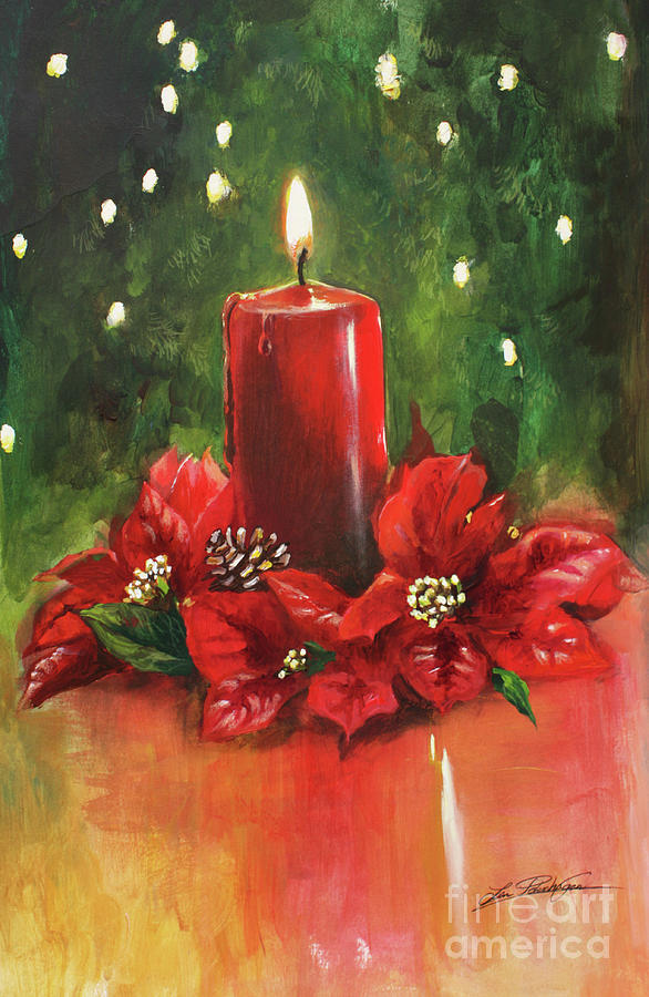 Red Candle Painting by Lin Petershagen