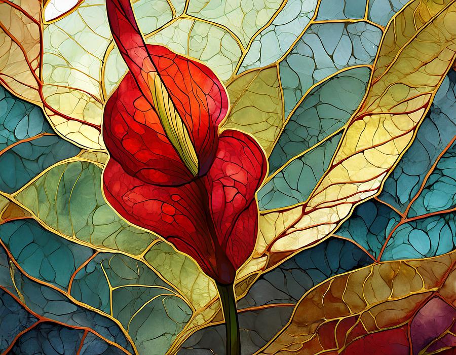 Red Canna II Mixed Media by Susan Rydberg