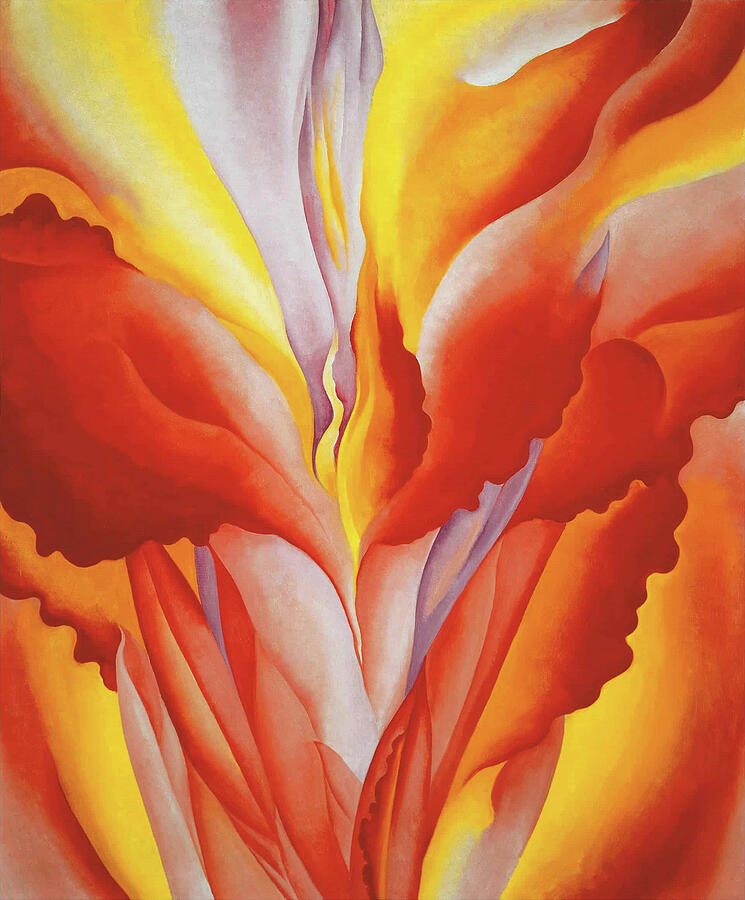Red canna - Modernist abstract flower painting Painting by Georgia OKeeffe