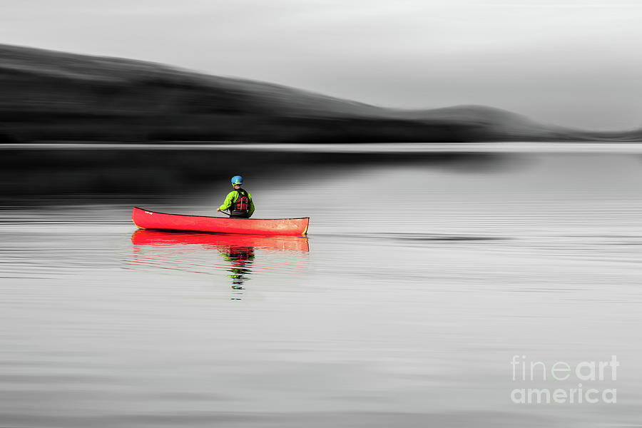 Llanberis Photograph - Red Canoe Wales  by Adrian Evans