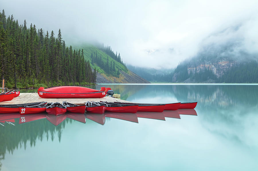 Red Canoes Photograph by Jonathan Nguyen
