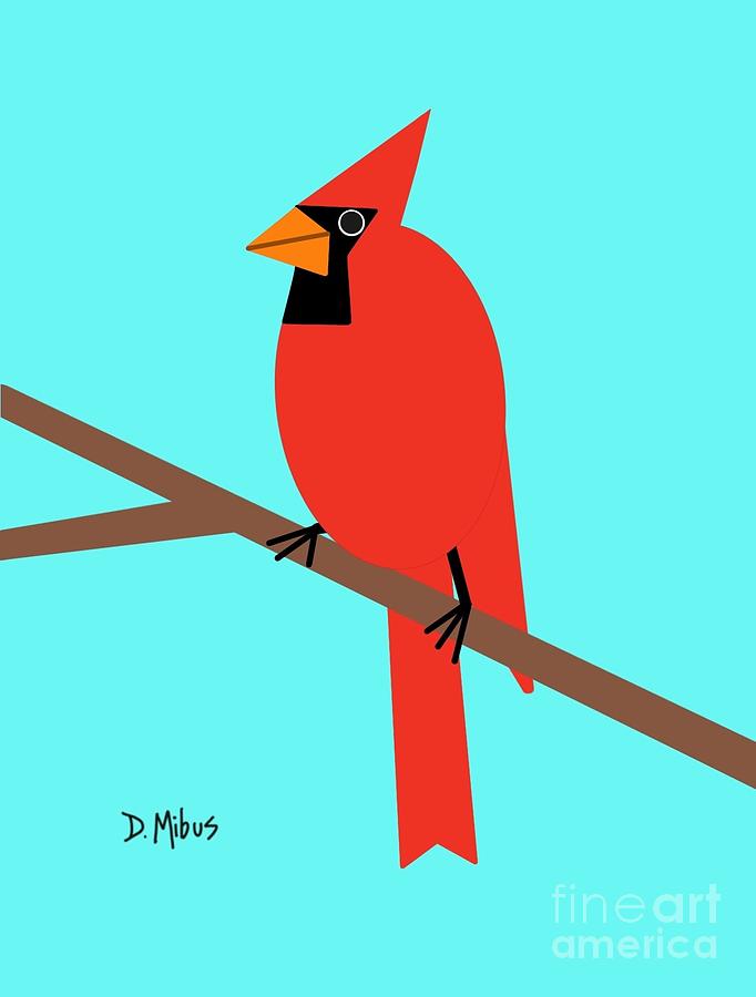 Red Cardinal Bird  Digital Art by Donna Mibus