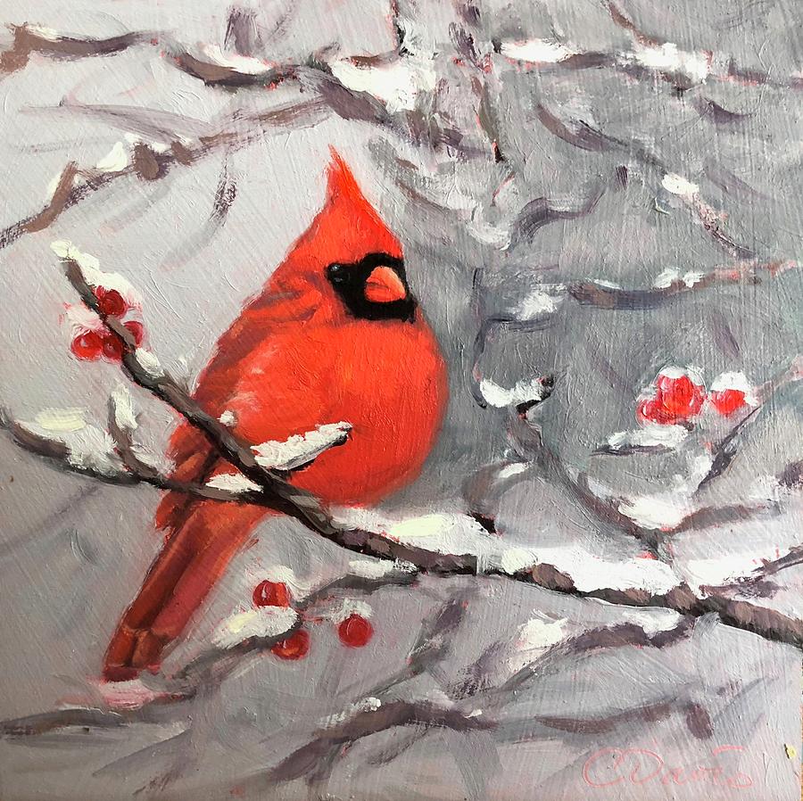 Red Cardinal Painting By Cheryl Davis Fine Art America