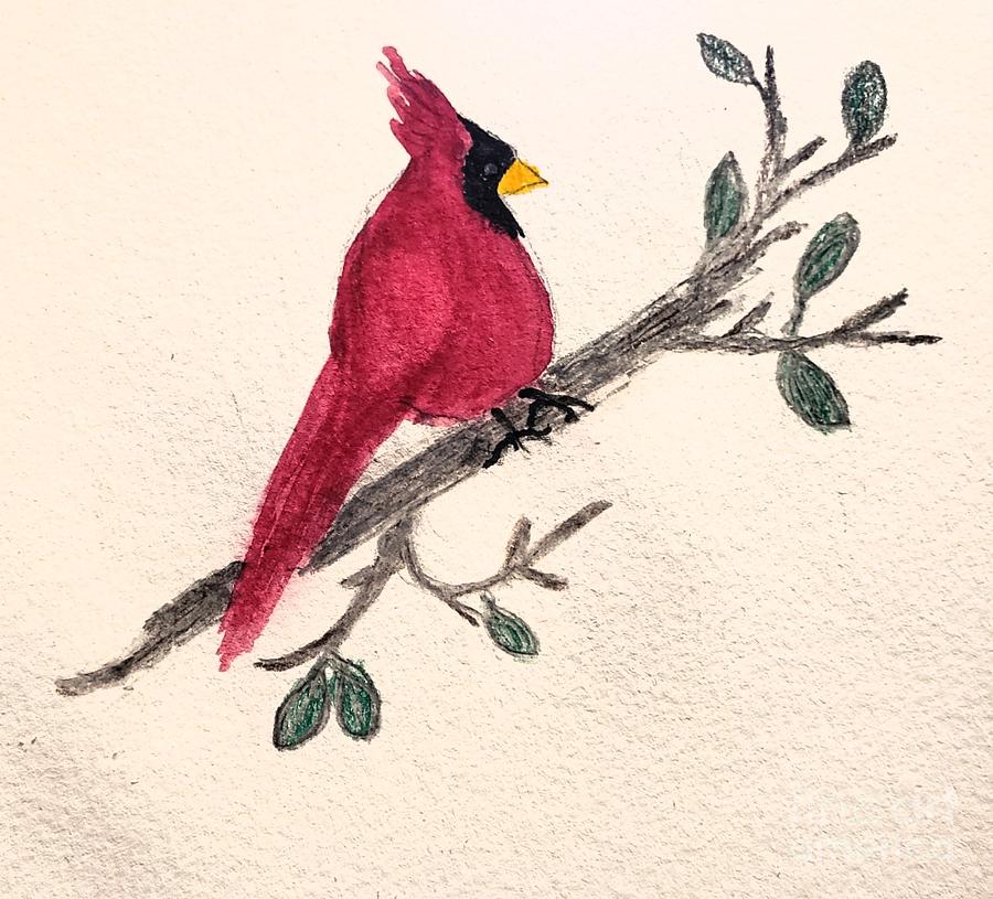 Red Cardinal on a Branch Painting by Margaret Welsh Willowsilk Red Cardinal on a Branch Painting by Margaret Welsh Willowsilk