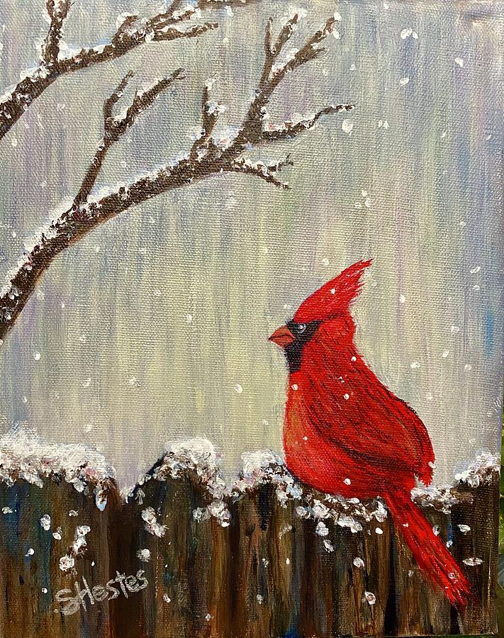 Red Cardinal Painting by Sandy Hestes - Fine Art America