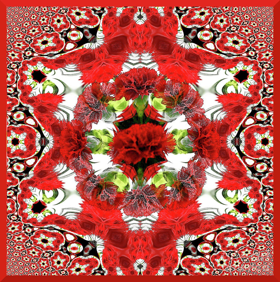 Red Carnation Globe Tapestry Digital Art by Charles Robinson