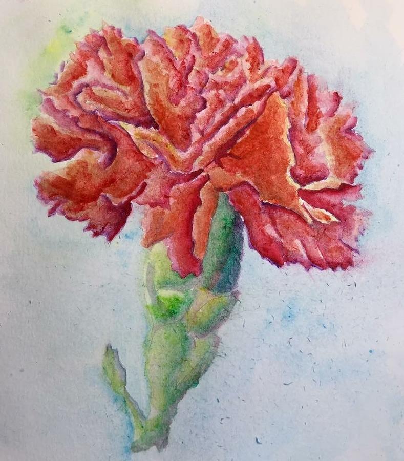 Red Carnation Painting by Kathy Hoppe - Fine Art America