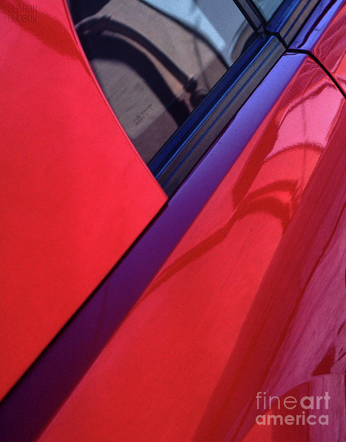 abstract photography red cars -Carscape III Photograph by Sharon Hudson