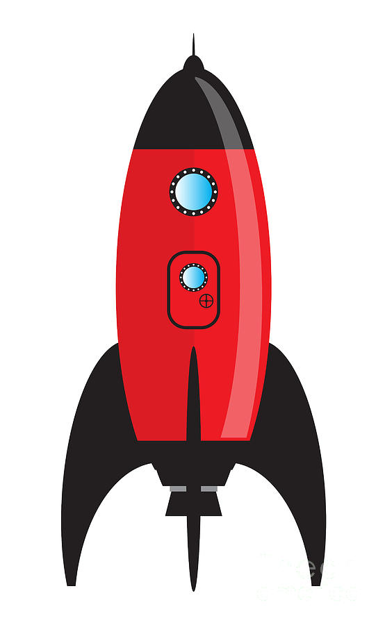 Red Cartoon Space Rocket Digital Art by Bigalbaloo Stock - Pixels
