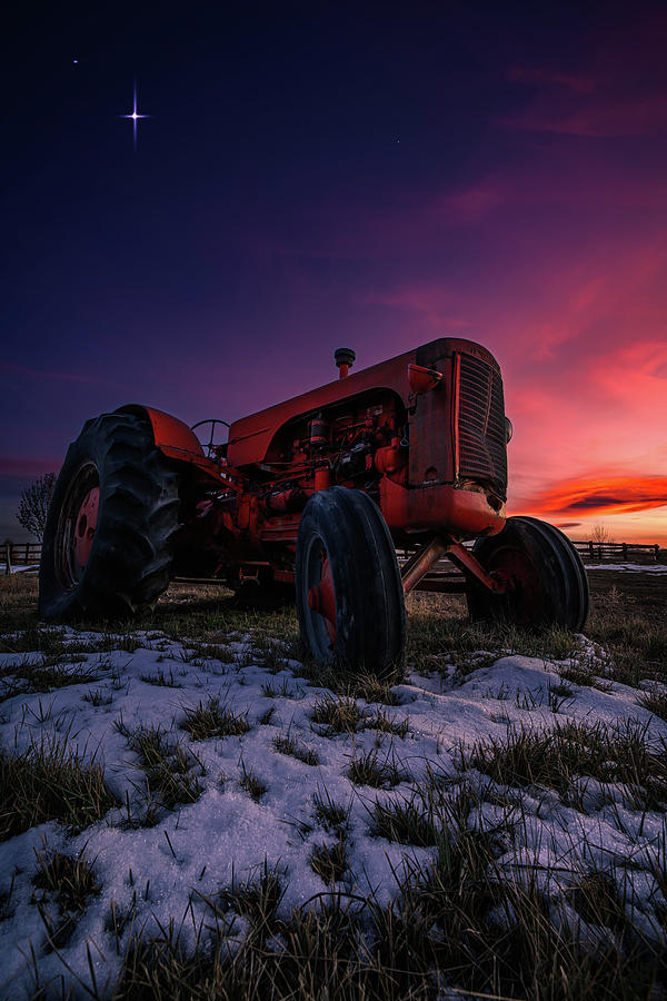 Red Case Tractor Sunset Photograph by Christopher Thomas