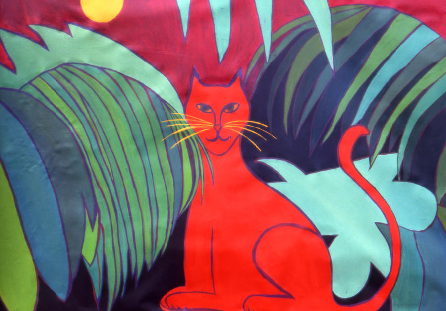 Cat Painting - Red Cat by Ingrid Torjesen Cat Painting - Red Cat by Ingrid Torjesen