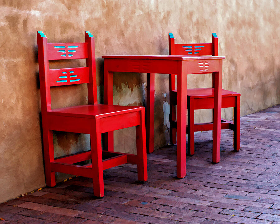 Red Chairs and Table Photograph by Nikolyn McDonald