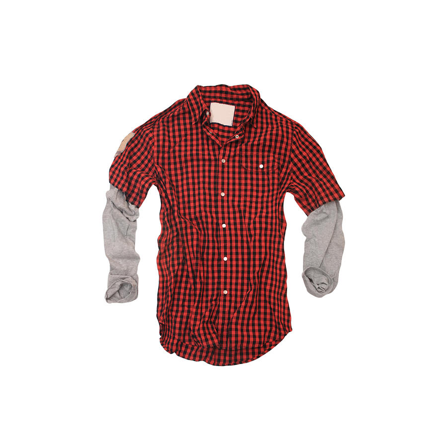 Red Checkered Twofer Shirt on White Background Photograph by Jitalia17
