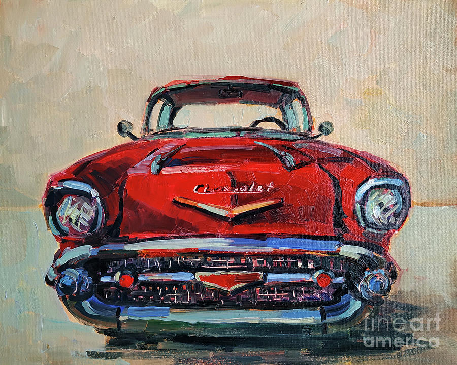 Red Chevrolet Painting by Narek Qochunc