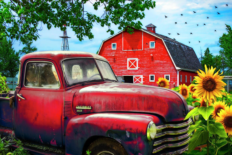 Red Chevrolet Painting Photograph by Debra and Dave Vanderlaan