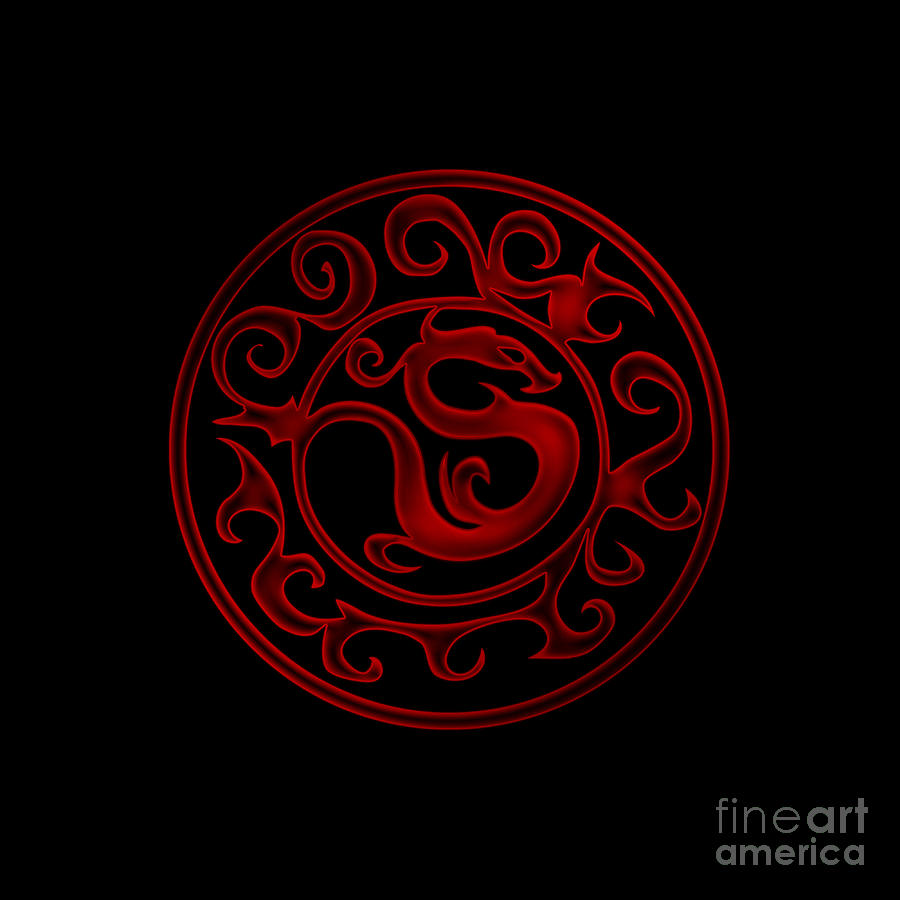 Red Chinese Dragon Sigil Emblem Digital Art by Lotus Engima - Pixels