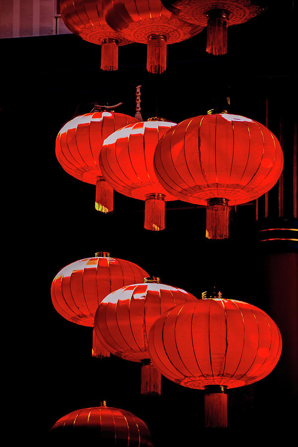 Red Chinese Lanterns Black Background 2 3142020 4 2014 1026 Photograph by David Frederick