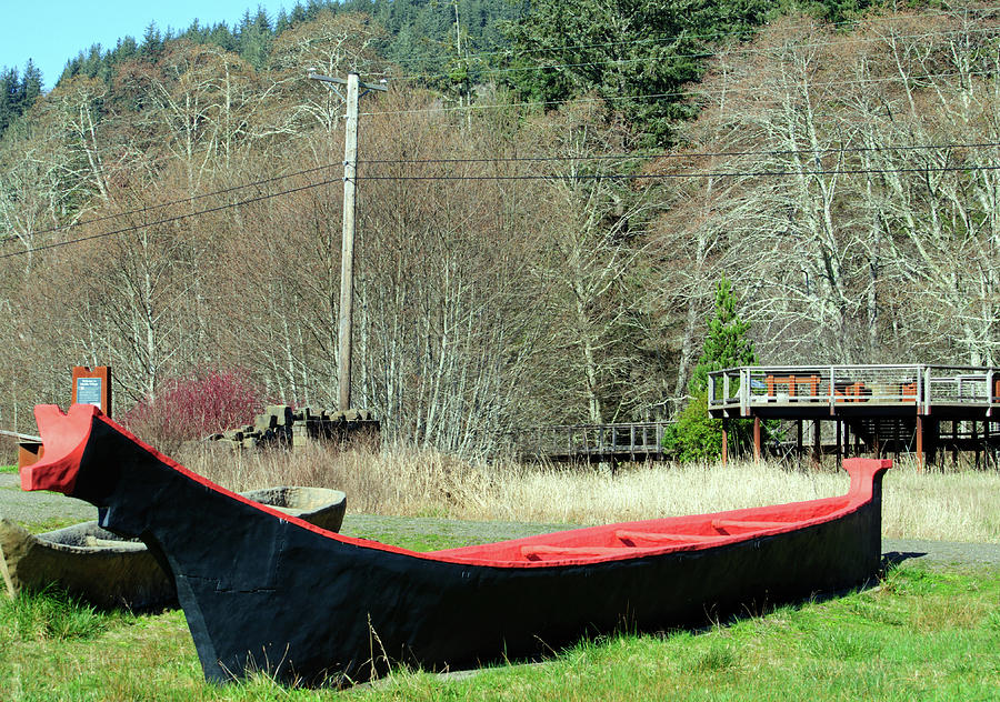 Red  Chinook Canoe Photograph by Tikvahs Hope