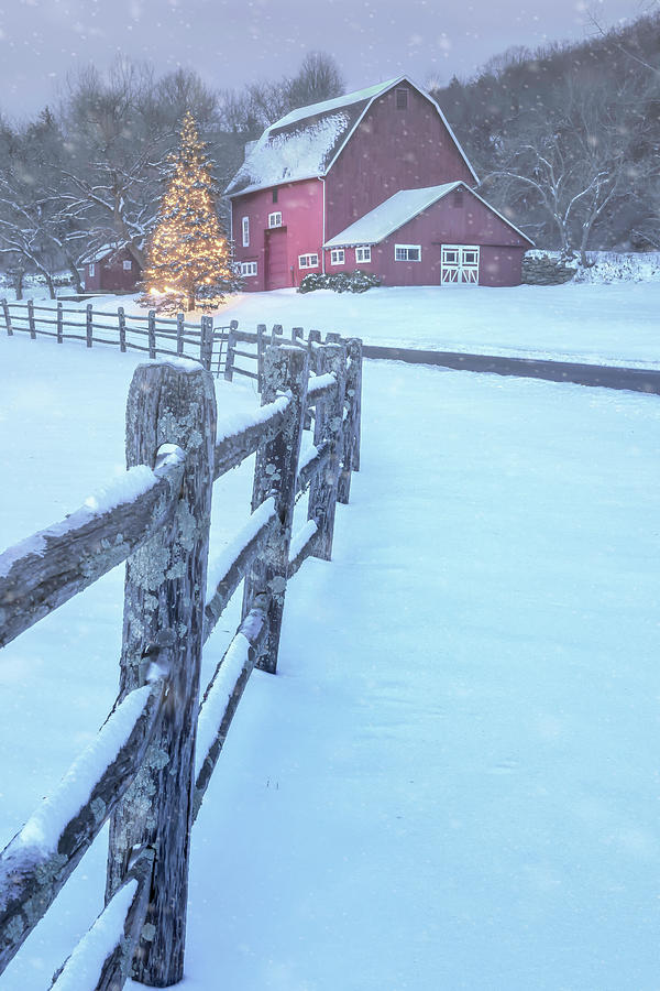 Red Christmas Barn - Kent Connecticut Photograph by Photos by Thom