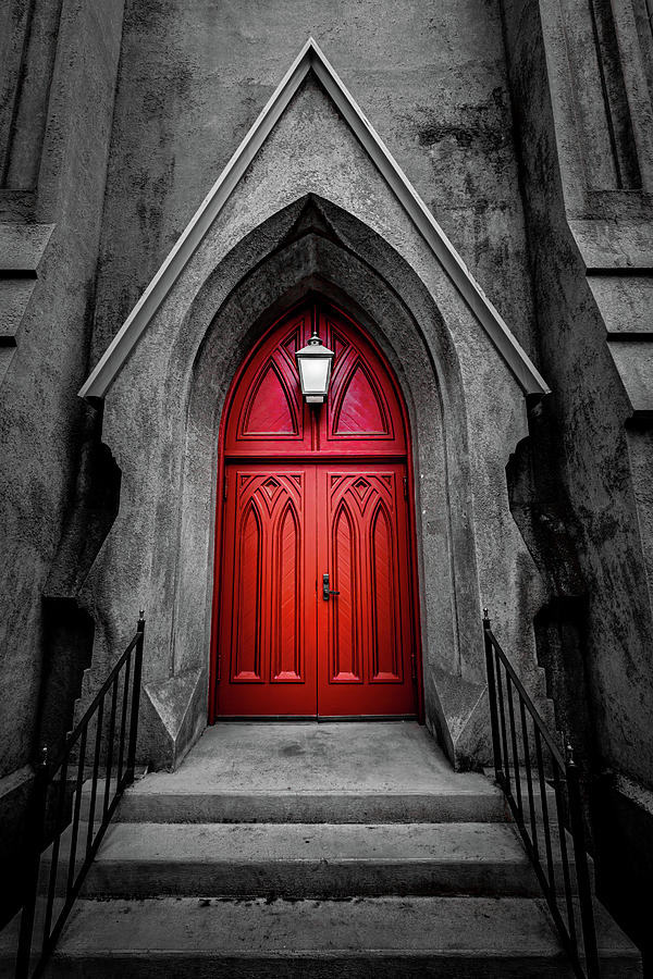 Red Church Door Photograph by Kenny Thomas