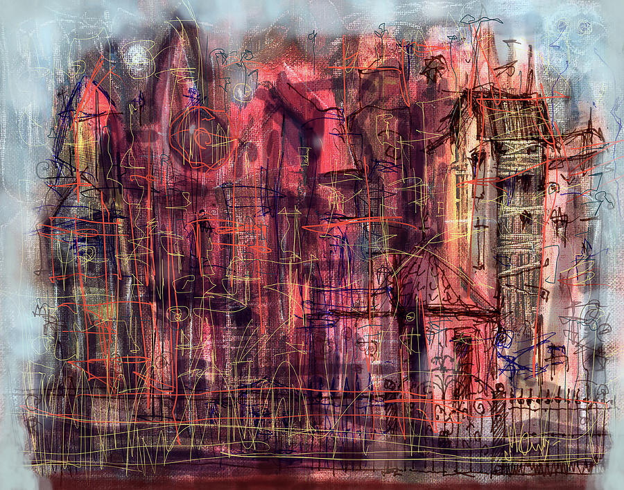 11x14 Digital Art - Red City by Maxim Komissarchik