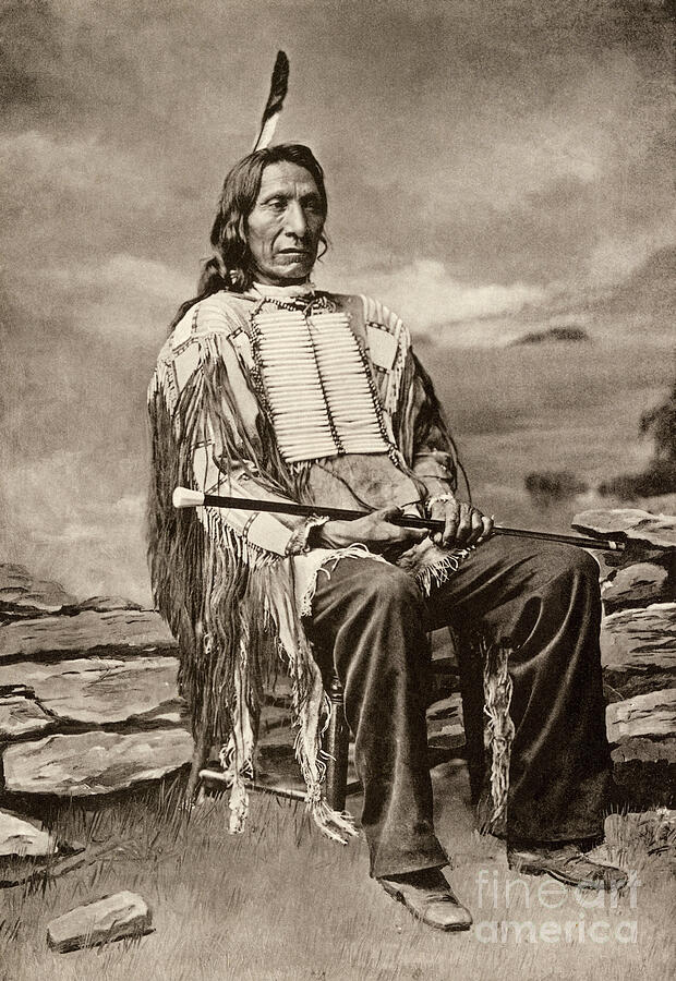 Red Cloud, a Sioux chief of the Oglala with a goose feather shirt, 1890 ...