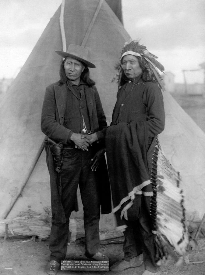 Red Cloud and American Horse - Pine Ridge Reservation - 1891 Photograph by War Is Hell Store