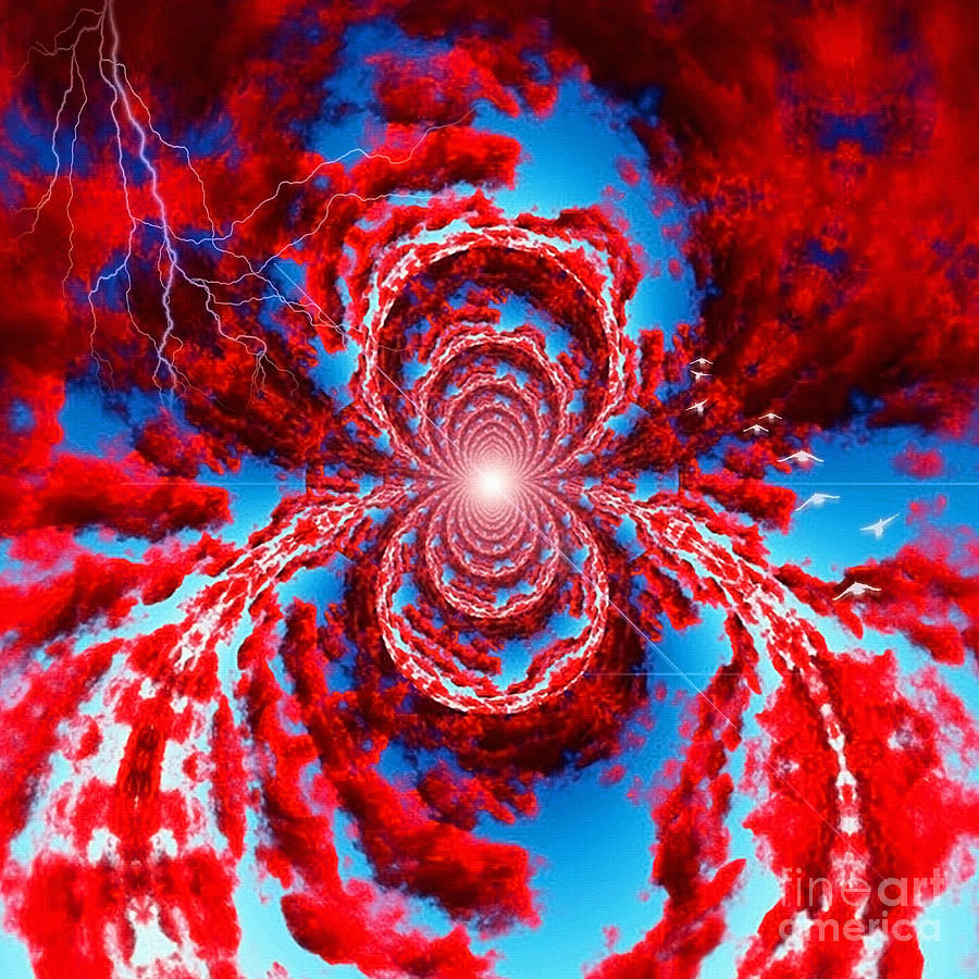 Red Clouds Vortex Digital Art