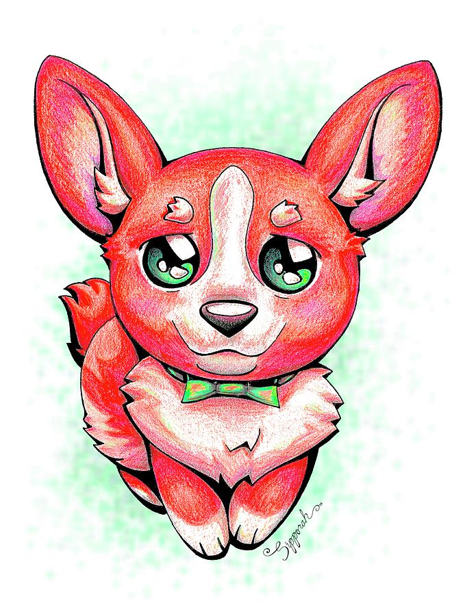 Red Corgi Drawing by Sipporah Art and Illustration