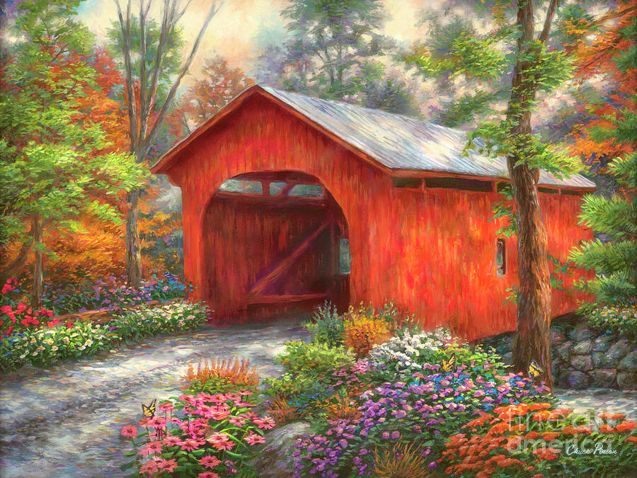 Red Covered Bridge Painting by Chuck Pinson Red Covered Bridge Painting by Chuck Pinson