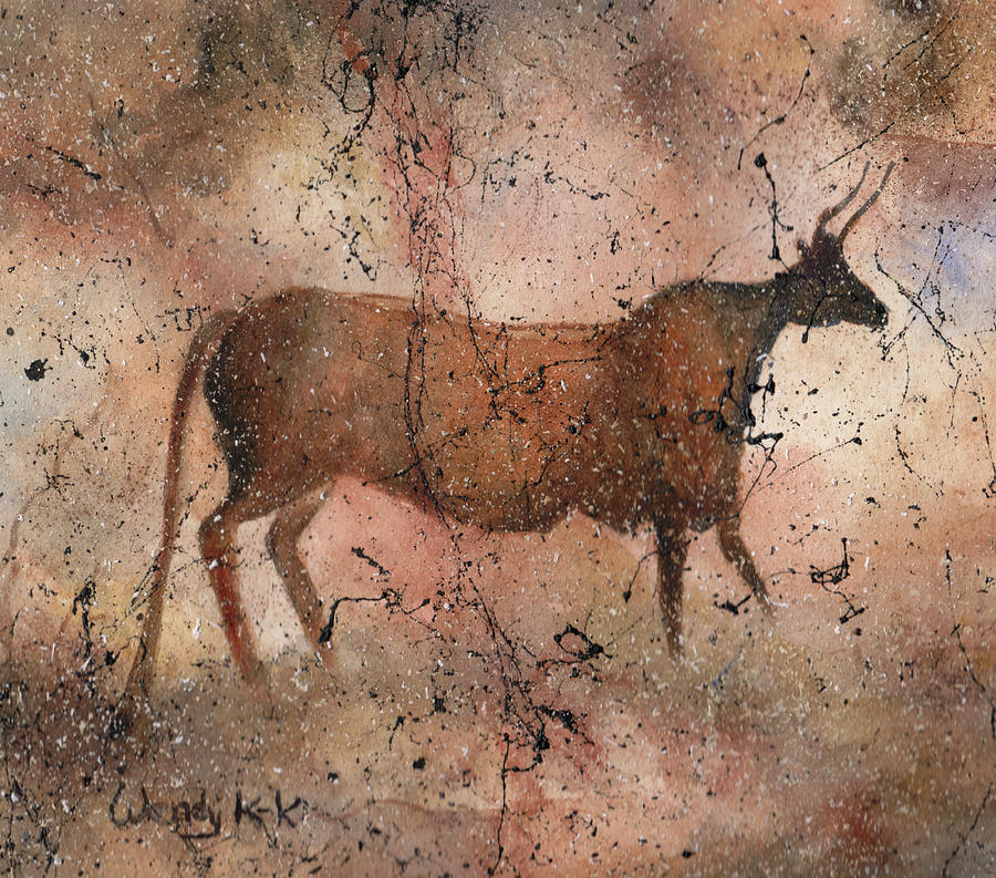 Red Cow At Lascaux Cave Painting by Wendy Keeney-Kennicutt