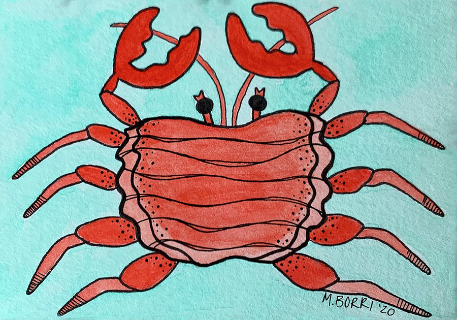 Red Crabbie Painting by Marina Borri