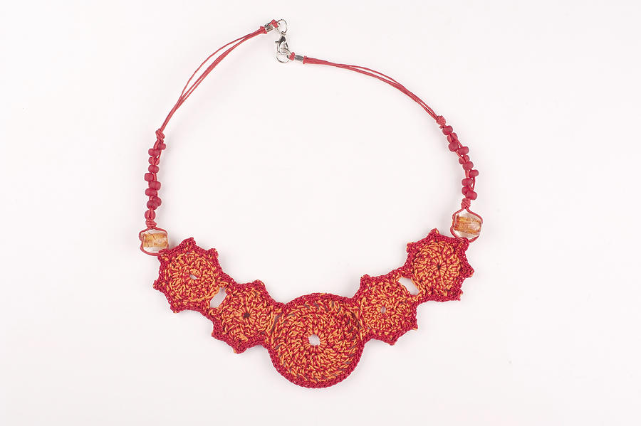 Red Crocheted Necklace Photograph by Neyya