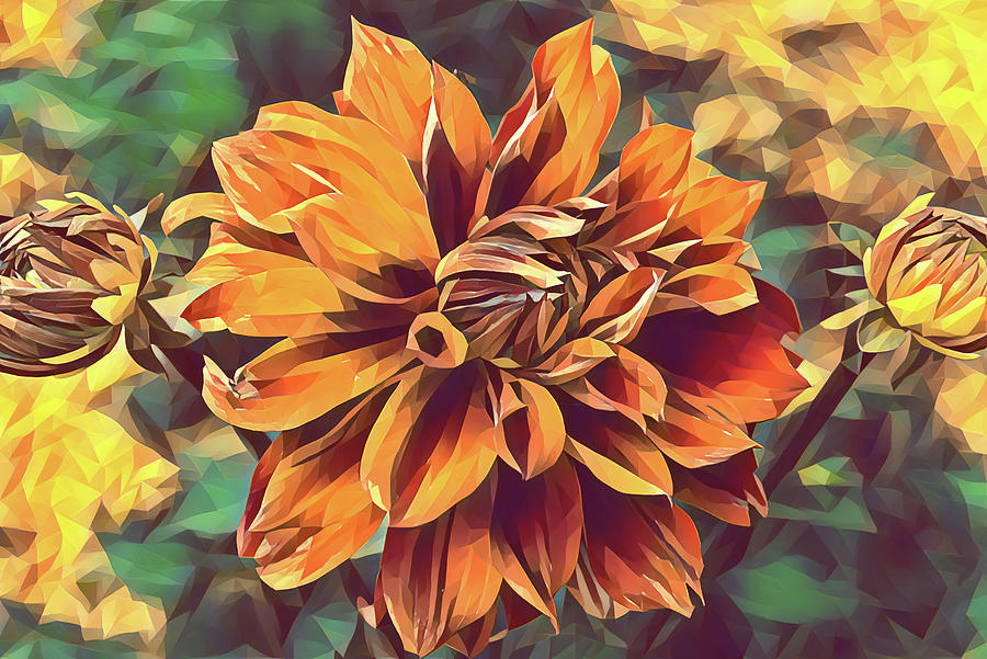 Red Dahlia Painting - Red Dahlia Painting by Patricia Piotrak Red Dahlia Painting - Red Dahlia Painting by Patricia Piotrak