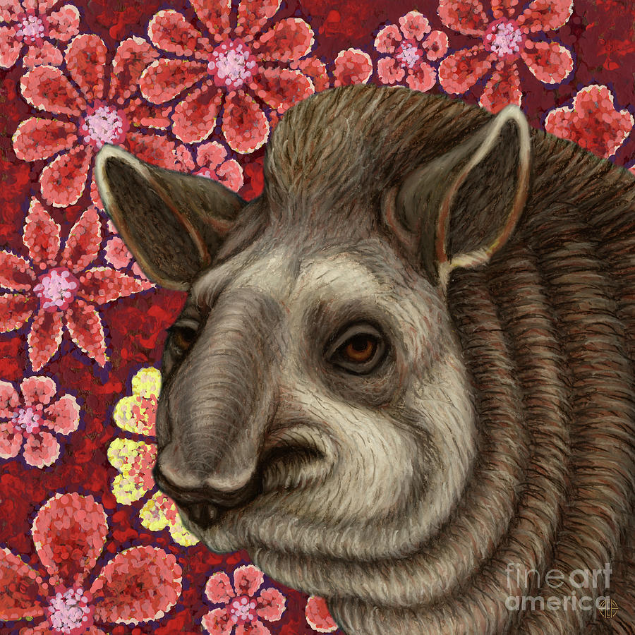 Red Daisy Tapir Painting by Amy E Fraser