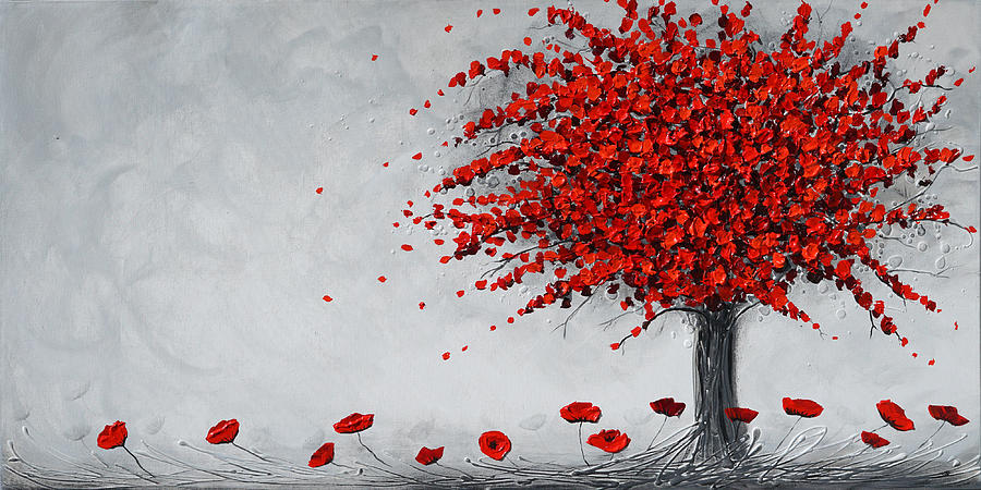 Red Dancing Tree Painting by Amanda Dagg