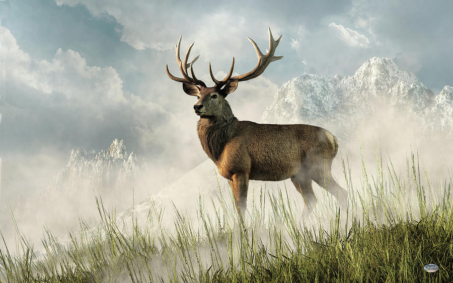 Red Deer Digital Art by Daniel Eskridge
