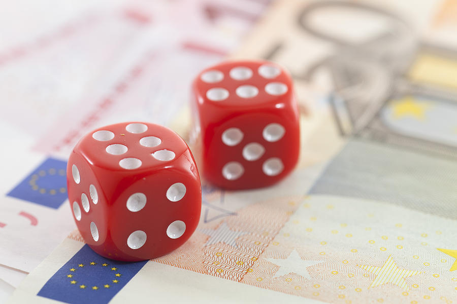 Red Dice on Euro banknotes Photograph by JamieB