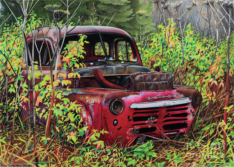 Red Dodge Drawing by Ross Coleman Red Dodge Drawing by Ross Coleman
