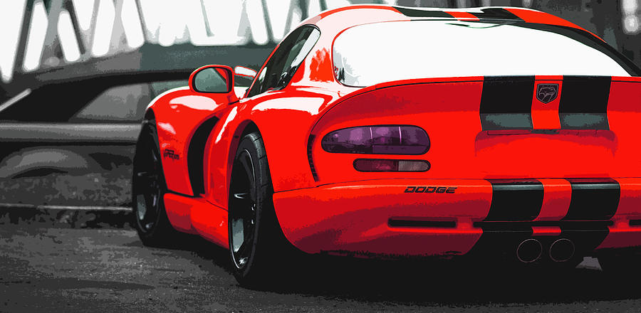 Viper Digital Art - Red Dodge Viper GTS by Thespeedart