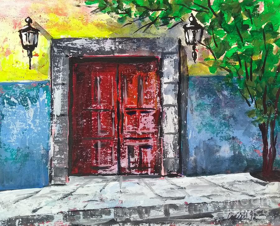 Red Door In San Miguel De Allende Mexico Painting