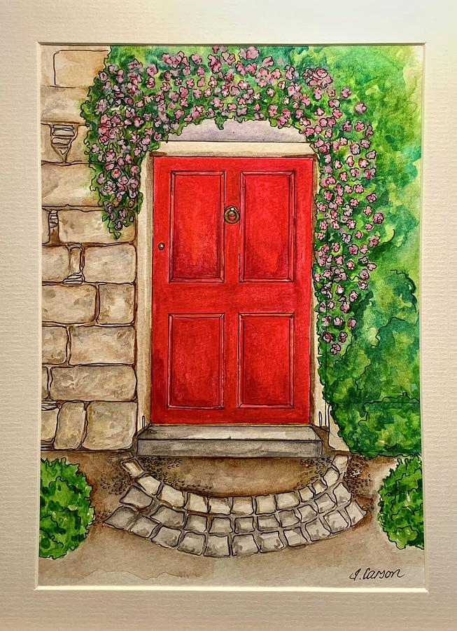 Red Door Painting by Jane Carson Pixels