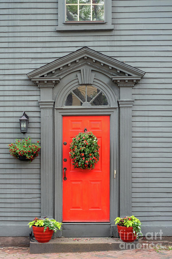 Red door Providence Rhode Island College Hill Photograph by Edward Fielding