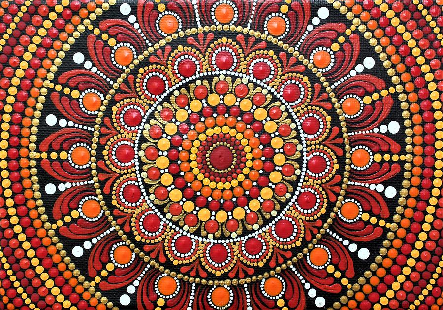 Red Dot Mandala Painting by Archana Gautam