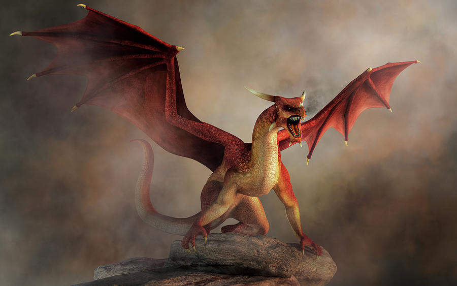 Red Dragon Digital Art by Daniel Eskridge