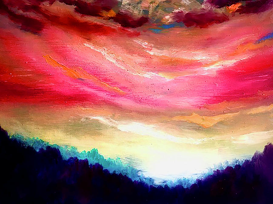 Red Dramatic Sky Painting by Andreas Art - Fine Art America