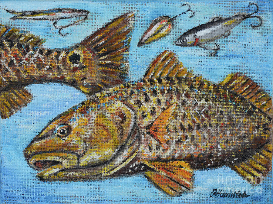 Red Drum and Fishing Lures Painting by Olga Hamilton