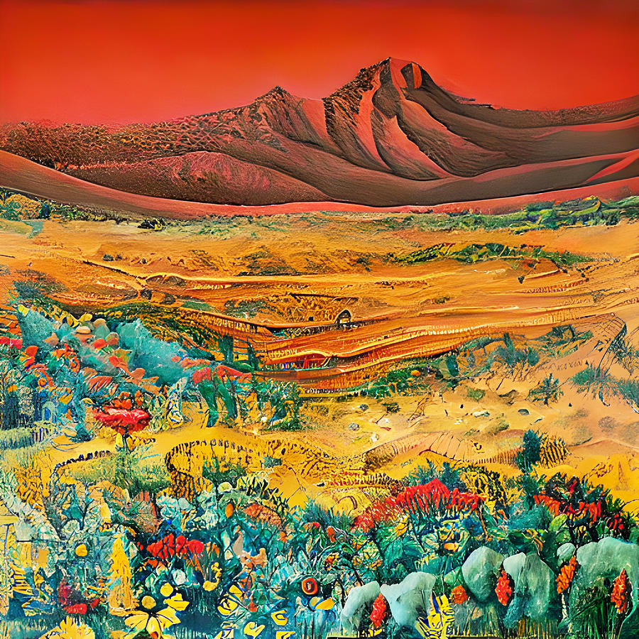 Red Earth Landscape Digital Art by Amalia Suruceanu