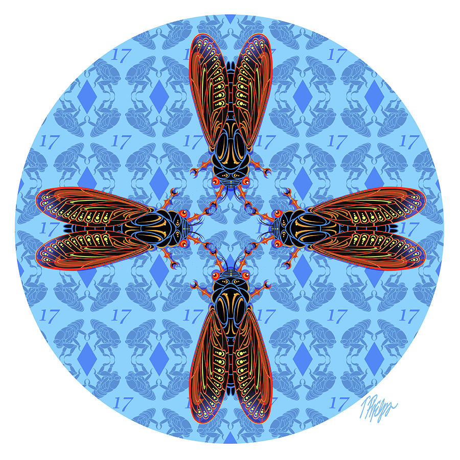 Red Eye Cicada Emergence #2 Mandala Digital Art by Tim Phelps